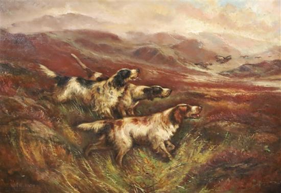 Robert Cleminson (fl. 1864-1903) Setters in a landscape 20 x 30in.